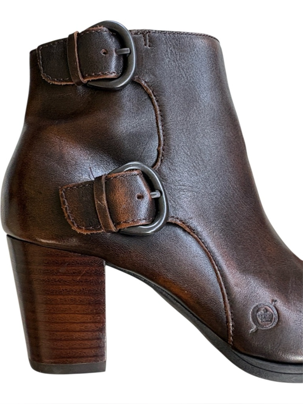 EUC Born Leather Heeled Ankle Boots Brown Size 7 - Picture 2 of 7